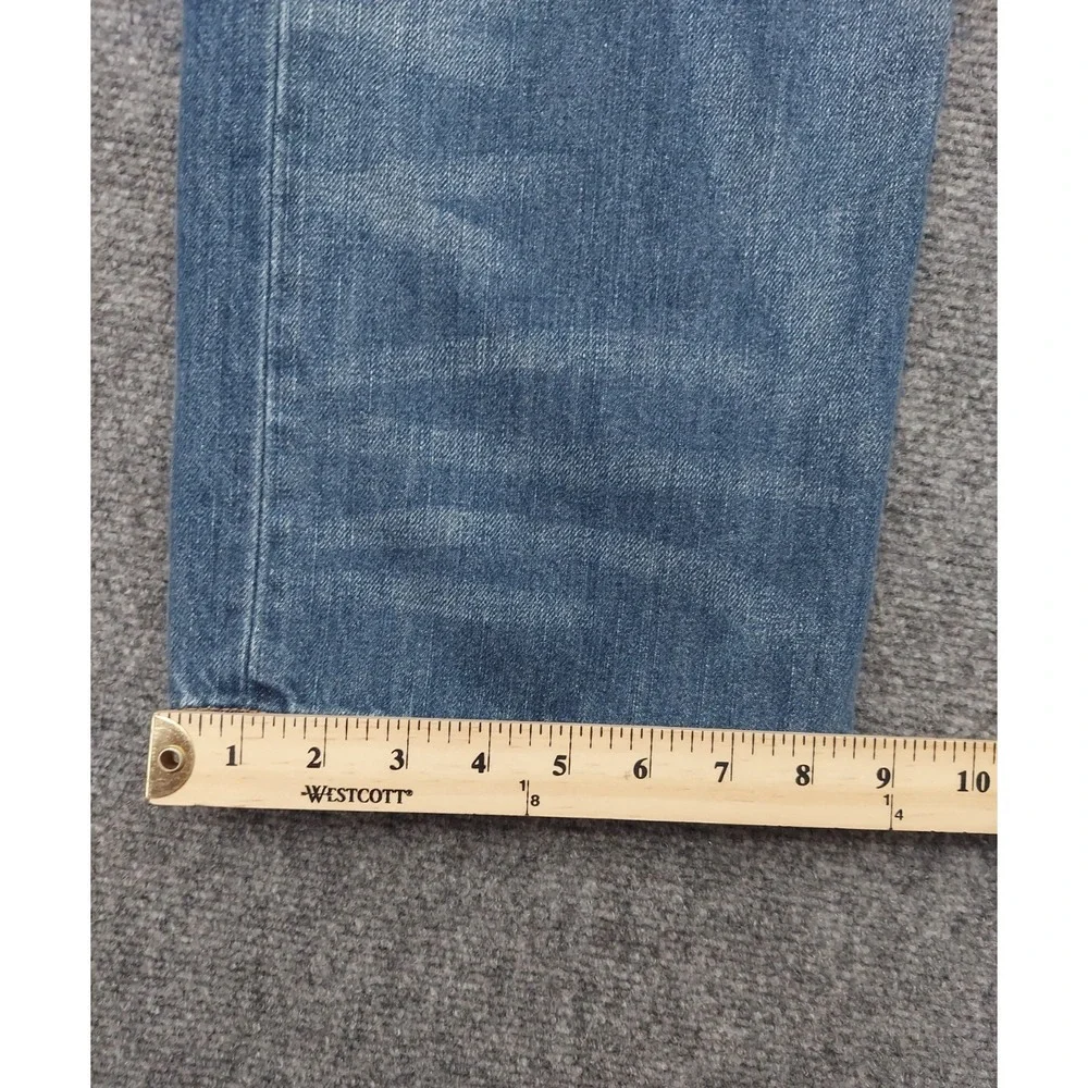 POLO RALPH LAUREN Jeans Mens 38x30 Blue Whiskered Classic Fit Leather Patch